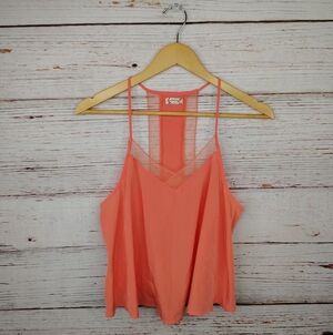 Intimately Free People Coral Heartbeat Mesh Panel Crop Cami